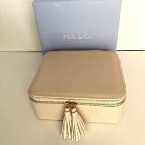Mele & Co. Shiloh Travel Jewelry Case Tan Faux Leather NEW w/ Box